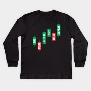 Buy Hodl Repeat Candlestick Chart Kids Long Sleeve T-Shirt